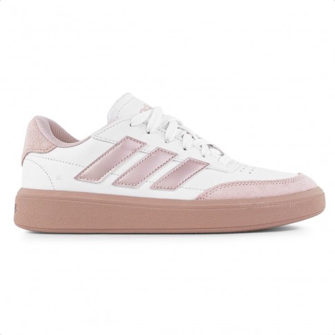 Tênis Adidas Courtblock Unissex Branco / Rosa