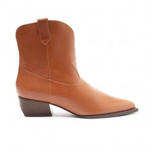 Bota Arezzo Western Cano Curto Feminina Marrom