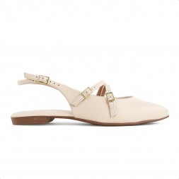 Sapato Beira Rio Slingback Fivela Feminino Creme / Bege