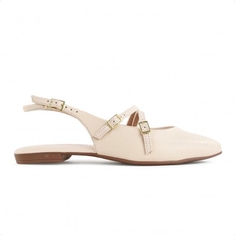 Sapato Beira Rio Slingback Fivela Feminino Creme / Bege