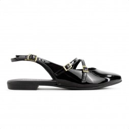 Sapato Beira Rio Slingback Fivela Feminino Preto / Preto