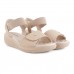 Sandália Comfortflex Anabela Feminina Creme / Bege