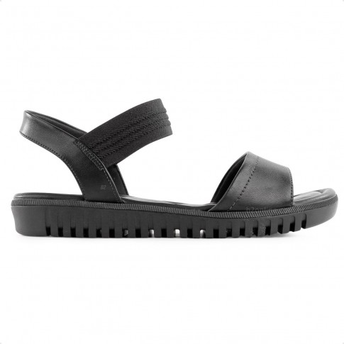 Sandália Comfortflex Com Elástico Feminina Preto / Preto