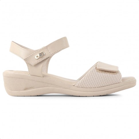 Sandália Comfortflex Salto Baixo Feminina Creme