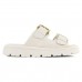 Sandália Comfortflex Slide Com Fivela Dupla Feminina Off White / Dourado