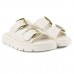 Sandália Comfortflex Slide Com Fivela Dupla Feminina Off White / Dourado