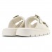 Sandália Comfortflex Slide Com Fivela Dupla Feminina Off White / Dourado