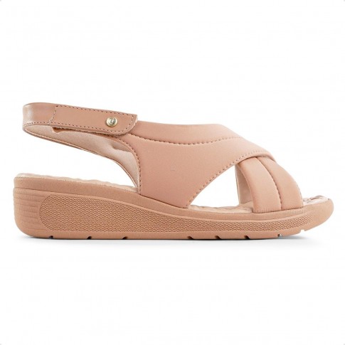 Sandália Comfortflex Tiras Cruzadas Feminina Nude / Nude