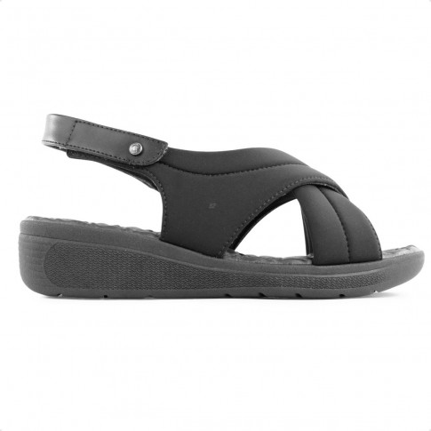 Sandália Comfortflex Tiras Cruzadas Feminina Preto / Preto