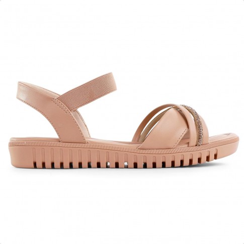 Sandália Comfortflex Tiras Feminina Nude / Nude