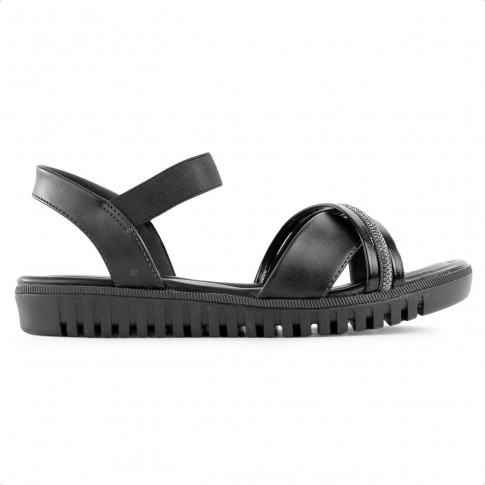 Sandália Comfortflex Tiras Feminina Preto / Preto