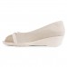 Sapato Comfortflex Peep Toe Feminino Bege / Creme