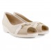 Sapato Comfortflex Peep Toe Feminino Bege / Creme