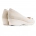 Sapato Comfortflex Peep Toe Feminino Bege / Creme