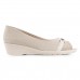 Sapato Comfortflex Peep Toe Feminino Bege / Creme