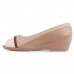 Sapato Comfortflex Peep Toe Feminino Nude / Bege