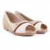 Sapato Comfortflex Peep Toe Feminino Nude / Bege