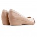 Sapato Comfortflex Peep Toe Feminino Nude / Bege