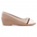 Sapato Comfortflex Peep Toe Feminino Nude / Bege