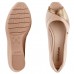 Sapato Comfortflex Peep Toe Feminino Nude / Dourado