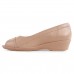 Sapato Comfortflex Peep Toe Feminino Nude / Nude