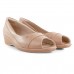 Sapato Comfortflex Peep Toe Feminino Nude / Nude