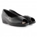 Sapato Comfortflex Peep Toe Feminino Preto / Preto