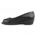 Sapato Comfortflex Peep Toe Feminino Preto /Preto