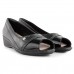 Sapato Comfortflex Peep Toe Feminino Preto /Preto