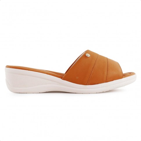 Tamanco Comfortflex Casual Feminino Marrom / Bege