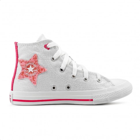 Tênis Converse Chuck Taylor All Star Sidi Zip Infantil Prata / Rosa