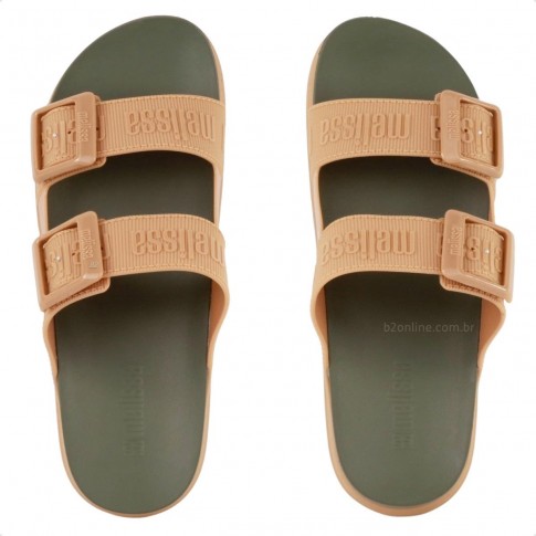 Sandália Melissa Cozy Slide M Lover Platform Feminina Bege / Verde