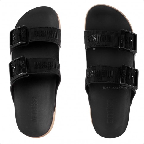 Sandália Melissa Cozy Slide M Lover Platform Feminina Preto / Bege