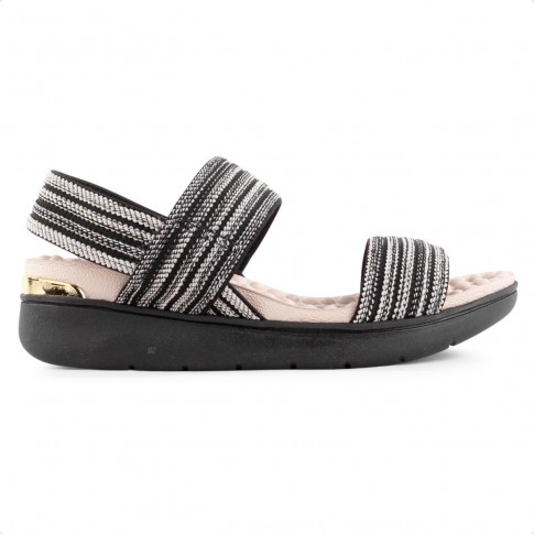 Sandália Modare Flatform Lisa Enfeite Preto / Branco