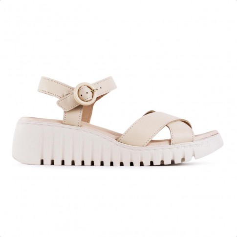 Sandália Modare Salto Plataforma Fivela Feminina Creme / Creme