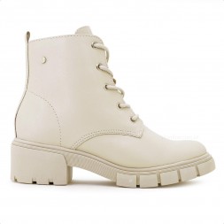 Bota Coturno Ramarim  Tratorada Cano Médio Feminina Creme / Creme