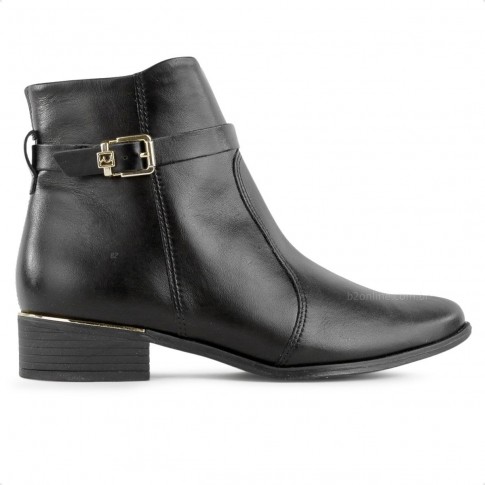 Bota Ramarim Cano Curto Fivela Feminina Preto / Dourado