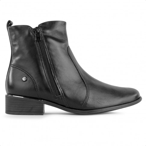 Bota Ramarim Cano Curto Zíper Feminina Preto