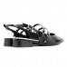 Sapato Ramarim Slingback Salto Baixo Feminino Preto / Prata