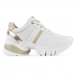 Tênis Ramarim Cadarço Casual Feminino Branco / Dourado