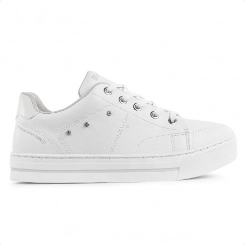 Tenis Ramarim Casual Cadarço Feminino Branco / Cinza