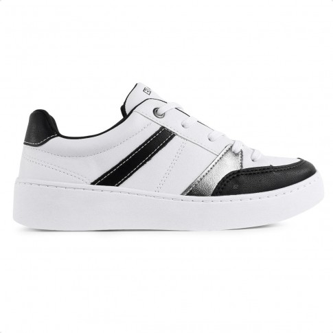 Tênis Ramarim Casual Cadarço Feminino Branco  Preto