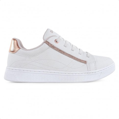 Tenis Ramarim Casual Strass Feminino Branco / Rosê