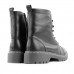 Bota Coturno Usaflex Salto Plataforma Costura Enfeite Feminino Preto / Preto