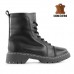 Bota Coturno Usaflex Salto Plataforma Costura Enfeite Feminino Preto / Preto