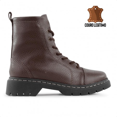 Bota Coturno Usaflex Salto Plataforma Feminino Marrom / Preto