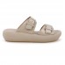 Chinelo Slide Usaflex Plataforma Fivela Bege