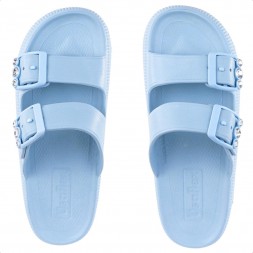 Chinelo Slide Usaflex Poofy Plataforma Feminino Azul Claro