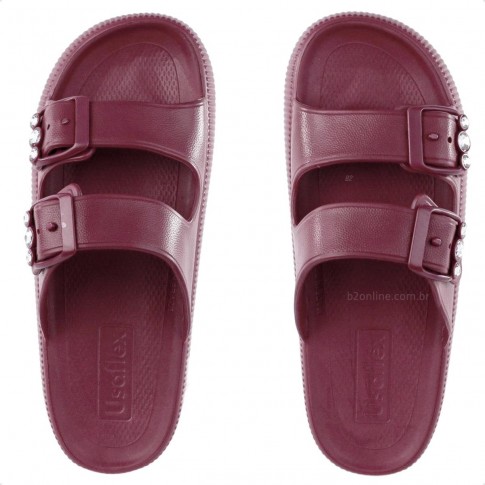 Chinelo Slide Usaflex Poofy Plataforma Feminino Bordô