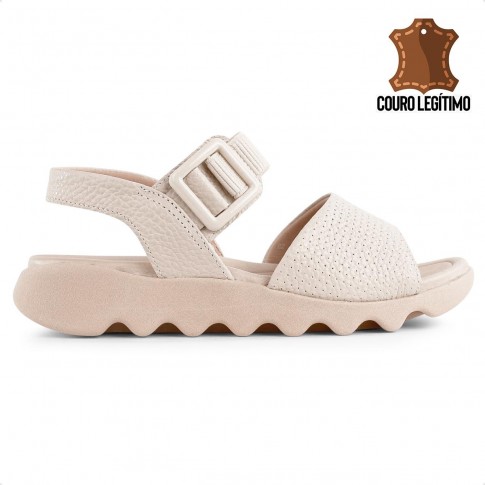 Sandália Usaflex Fivela Feminina Creme / Bege